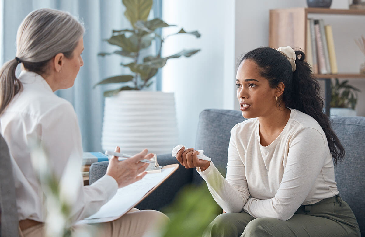 person in session with counselor at suboxone clinic in virginia